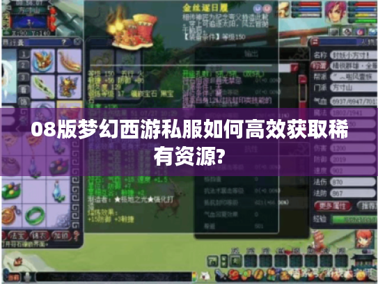 08版梦幻西游私服如何高效获取稀有资源?