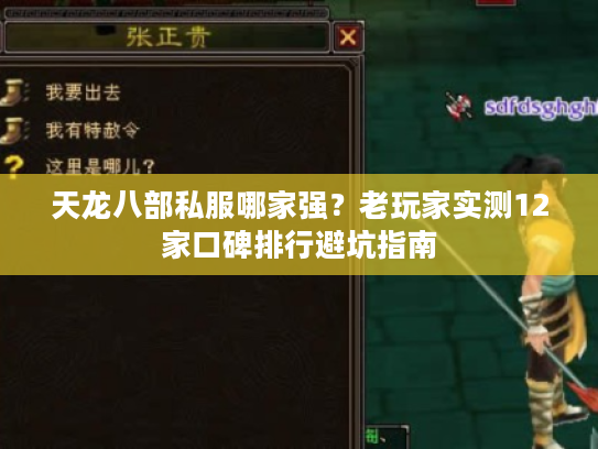 天龙八部私服哪家强？老玩家实测12家口碑排行避坑指南