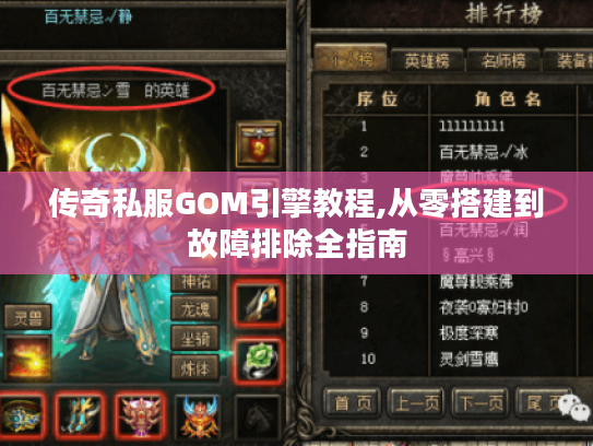 传奇私服GOM引擎教程,从零搭建到故障排除全指南 传奇私服GOM引擎教程,从零搭建到故障排除全指南