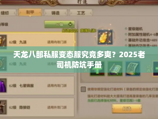 天龙八部私服变态服究竟多爽？2025老司机防坑手册