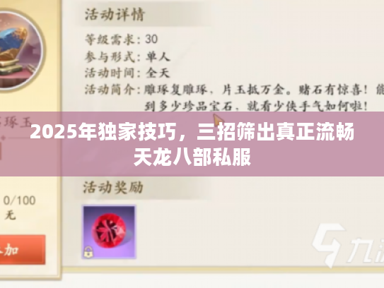 2025年独家技巧,三招筛出真正流畅天龙八部私服 2025年独家技巧,三招筛出真正流畅天龙八部私服