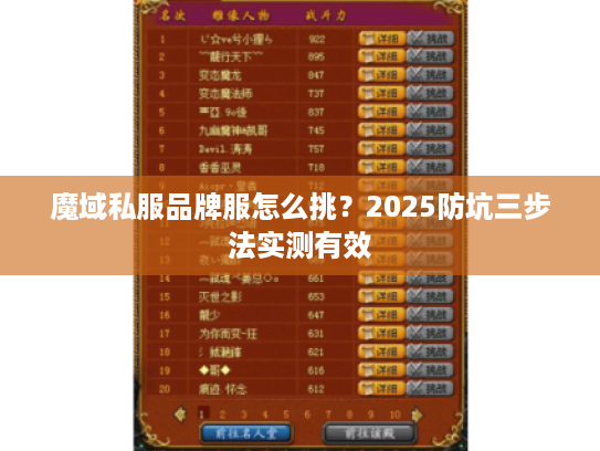 魔域私服品牌服怎么挑？2025防坑三步法实测有效