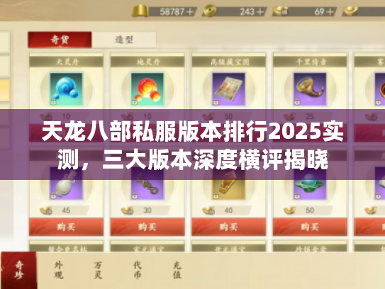 天龙八部私服版本排行2025实测，三大版本深度横评揭晓