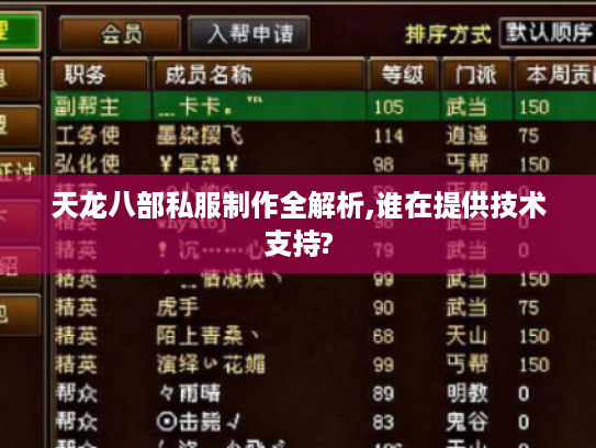 天龙八部私服制作全解析,谁在提供技术支持?