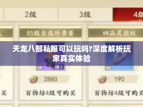 天龙八部私服可以玩吗?深度解析玩家真实体验