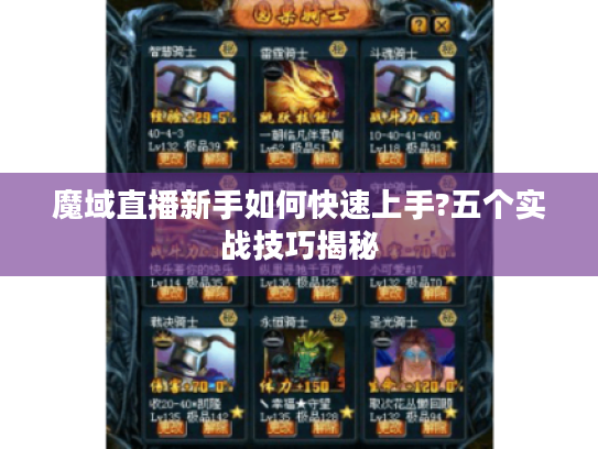 魔域直播新手如何快速上手?五个实战技巧揭秘