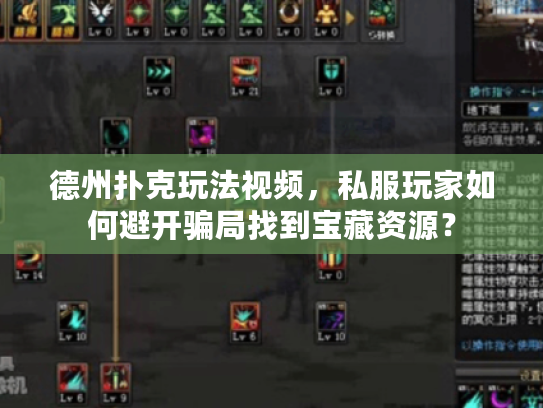 德州扑克玩法视频，私服玩家如何避开骗局找到宝藏资源？