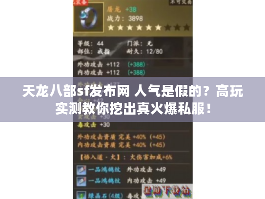 天龙八部sf发布网 人气是假的？高玩实测教你挖出真火爆私服！