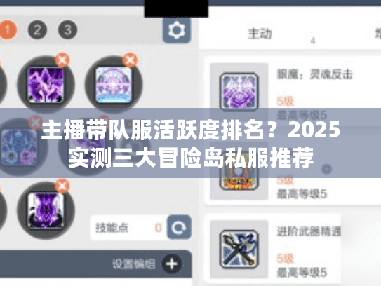 主播带队服活跃度排名？2025实测三大冒险岛私服推荐