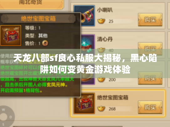 天龙八部sf良心私服大揭秘，黑心陷阱如何变黄金游戏体验