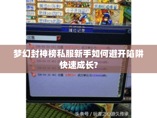 梦幻封神榜私服新手如何避开陷阱快速成长?