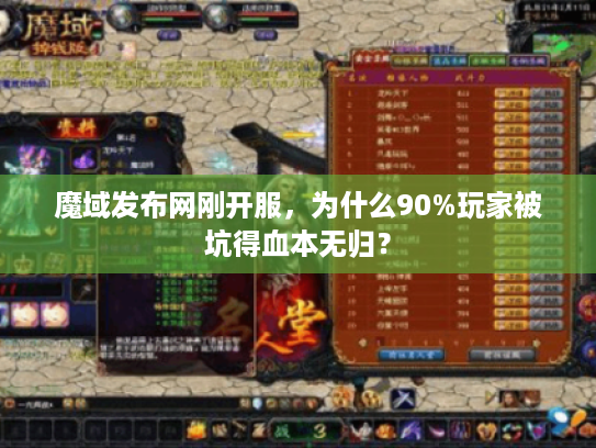 魔域发布网刚开服，为什么90%玩家被坑得血本无归？