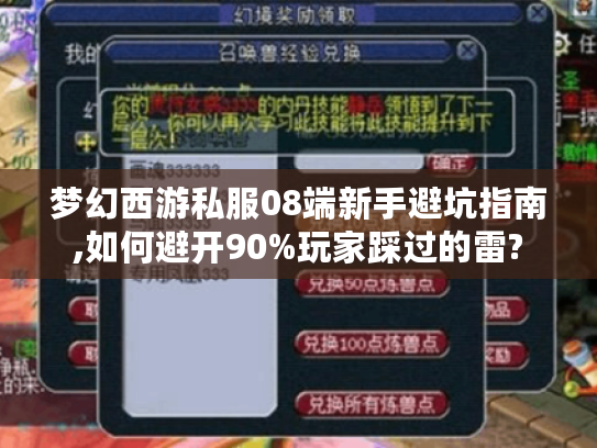 梦幻西游私服08端新手避坑指南,如何避开90%玩家踩过的雷?