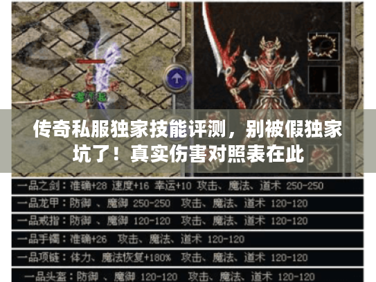 传奇私服独家技能评测，别被假独家坑了！真实伤害对照表在此