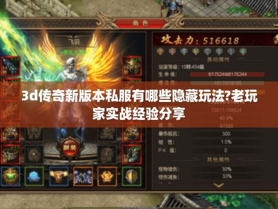 3d传奇新版本私服有哪些隐藏玩法?老玩家实战经验分享
