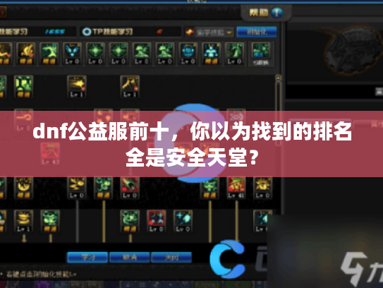 dnf公益服前十，你以为找到的排名全是安全天堂？