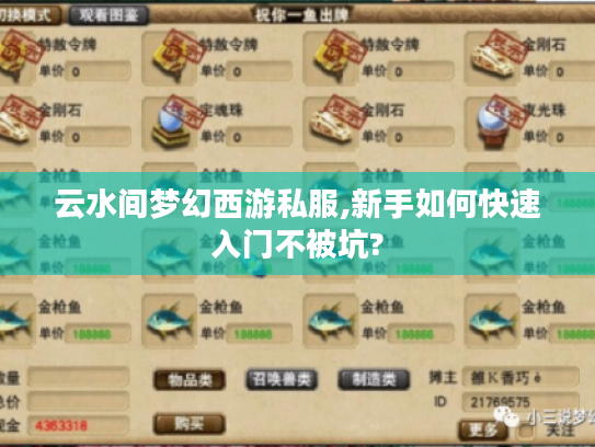 云水间梦幻西游私服,新手如何快速入门不被坑?