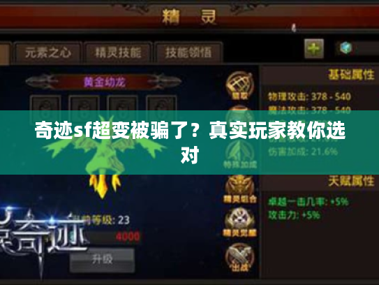 奇迹sf超变被骗了？真实玩家教你选对