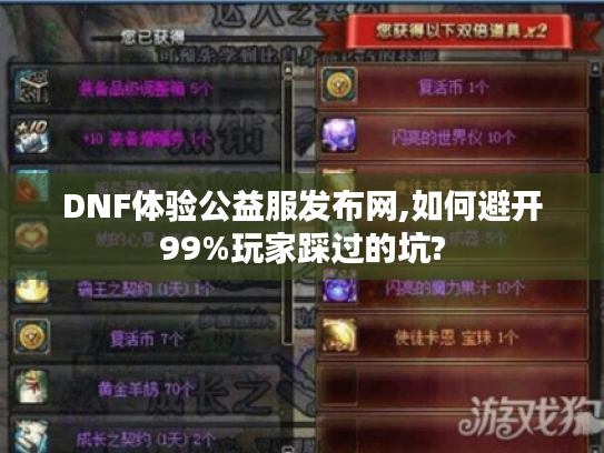 DNF体验公益服发布网,如何避开99%玩家踩过的坑?