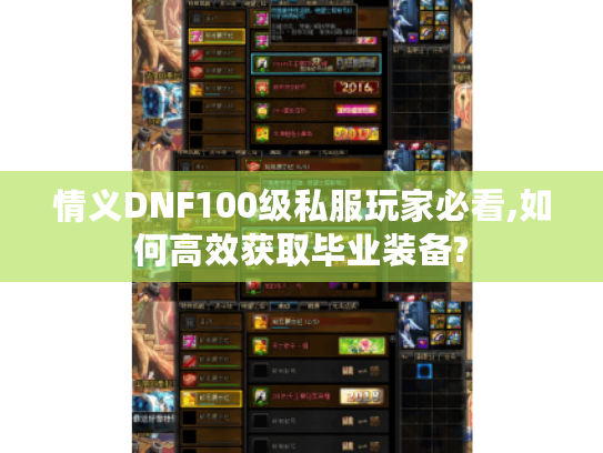情义DNF100级私服玩家必看,如何高效获取毕业装备?