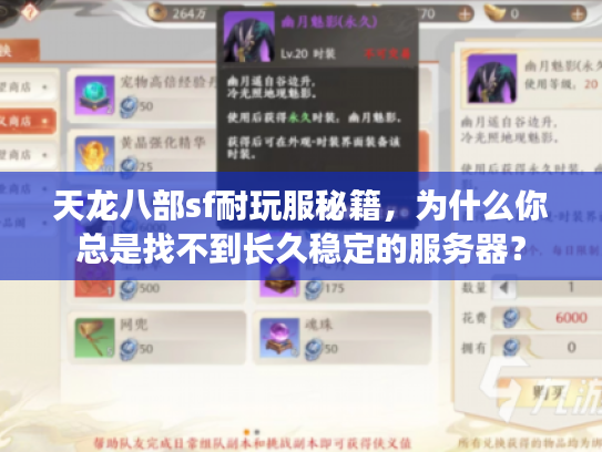 天龙八部sf耐玩服秘籍，为什么你总是找不到长久稳定的服务器？