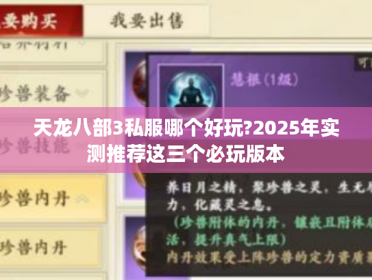 天龙八部3私服哪个好玩?2025年实测推荐这三个必玩版本