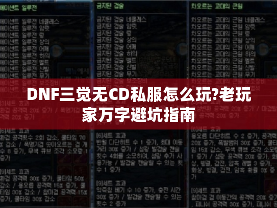 DNF三觉无CD私服怎么玩?老玩家万字避坑指南