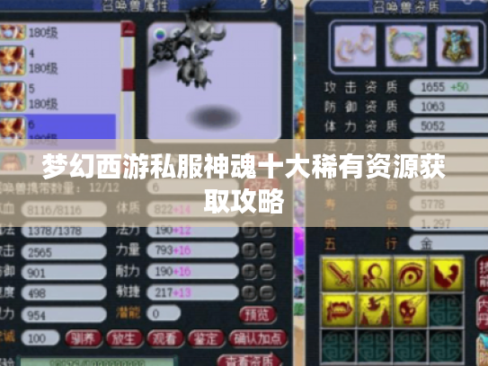 梦幻西游私服神魂十大稀有资源获取攻略