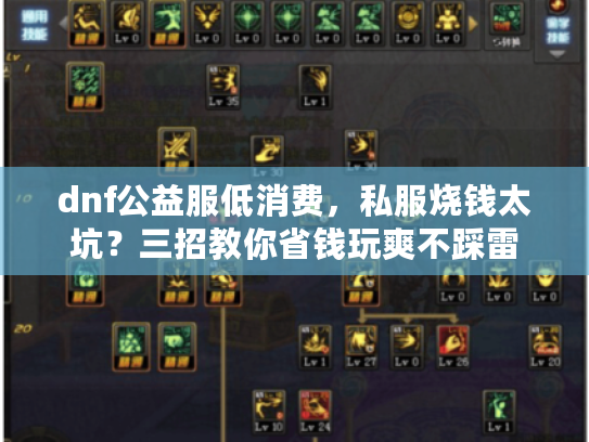 dnf公益服低消费，私服烧钱太坑？三招教你省钱玩爽不踩雷