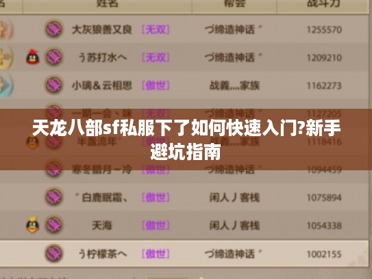 天龙八部sf私服下了如何快速入门?新手避坑指南
