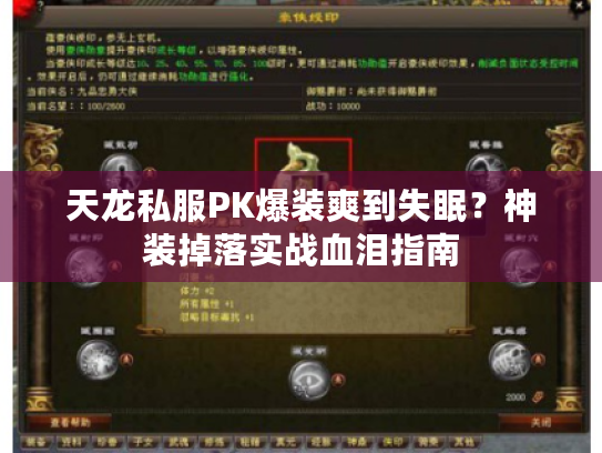 天龙私服PK爆装爽到失眠？神装掉落实战血泪指南