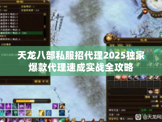 天龙八部私服招代理2025独家爆款代理速成实战全攻略