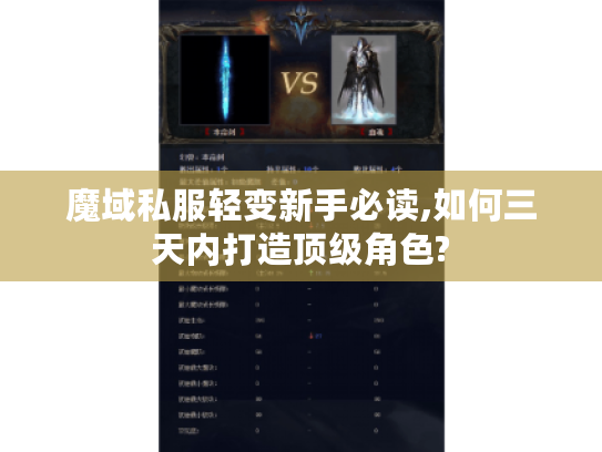 魔域私服轻变新手必读,如何三天内打造顶级角色?