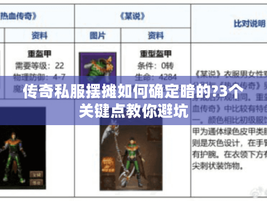 传奇私服摆摊如何确定暗的?3个关键点教你避坑