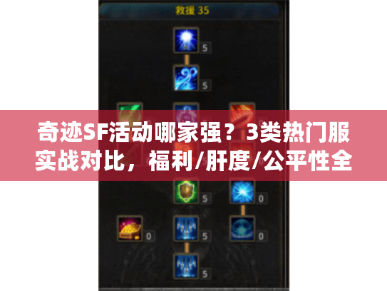 奇迹SF活动哪家强？3类热门服实战对比，福利/肝度/公平性全解析
