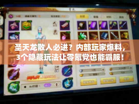 圣天龙散人必进？内部玩家爆料，3个隐藏玩法让零氪党也能霸服！