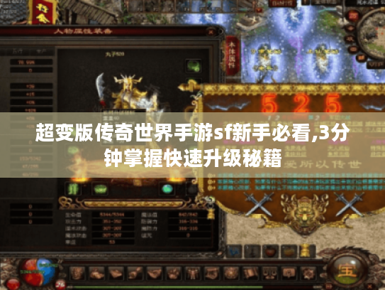 超变版传奇世界手游sf新手必看,3分钟掌握快速升级秘籍