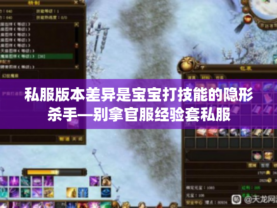 私服版本差异是宝宝打技能的隐形杀手—别拿官服经验套私服