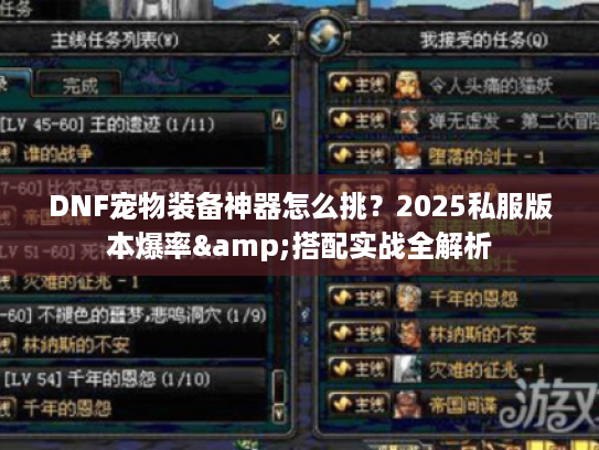 DNF宠物装备神器怎么挑?2025私服版本爆率&搭配实战全解析 DNF宠物装备神器怎么挑?2025私服版本爆率&搭配实战全解析