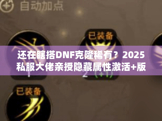 还在瞎搭DNF克隆稀有？2025私服大佬亲授隐藏属性激活+版本最优方案