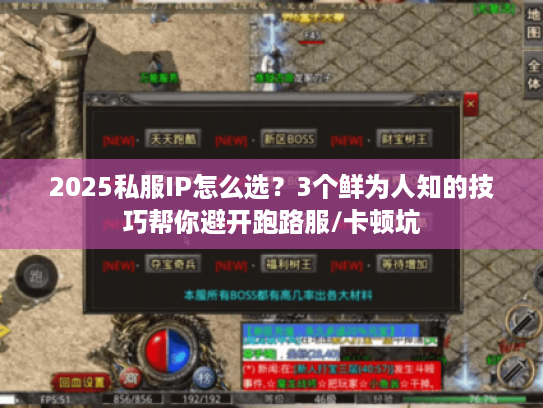 2025私服IP怎么选？3个鲜为人知的技巧帮你避开跑路服/卡顿坑