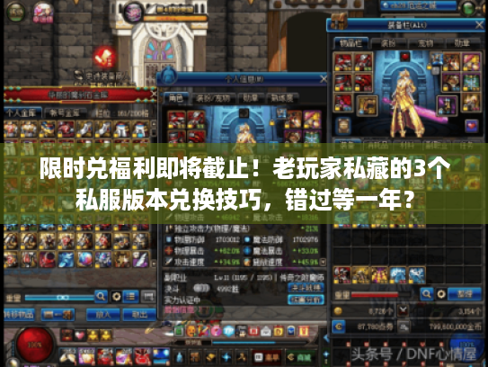 限时兑福利即将截止！老玩家私藏的3个私服版本兑换技巧，错过等一年？
