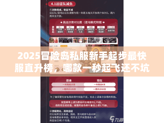2025冒险岛私服新手起步最快服直升榜，哪款一秒起飞还不坑？