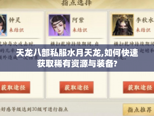 天龙八部私服水月天龙,如何快速获取稀有资源与装备?