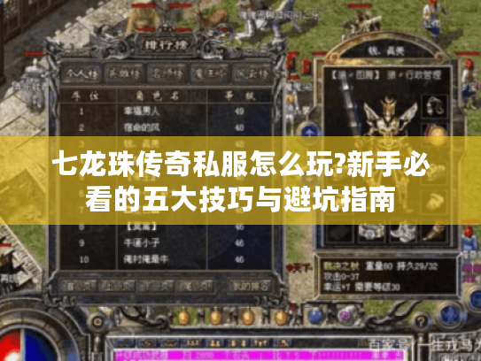 七龙珠传奇私服怎么玩?新手必看的五大技巧与避坑指南