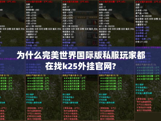 为什么完美世界国际版私服玩家都在找k25外挂官网?
