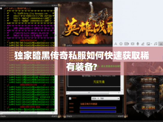 独家暗黑传奇私服如何快速获取稀有装备?