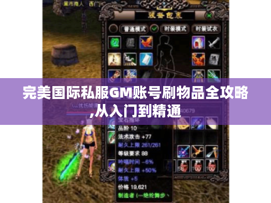 完美国际私服GM账号刷物品全攻略,从入门到精通