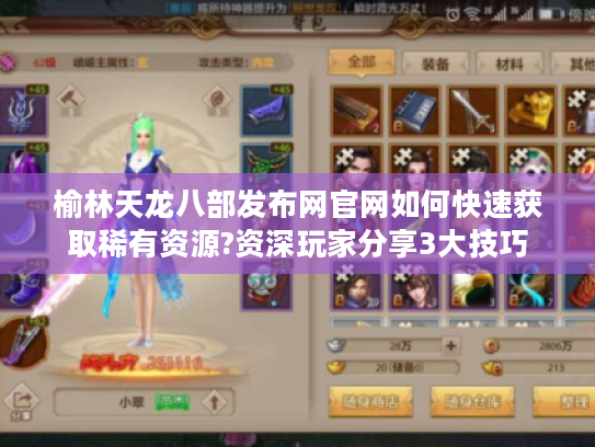 榆林天龙八部发布网官网如何快速获取稀有资源?资深玩家分享3大技巧