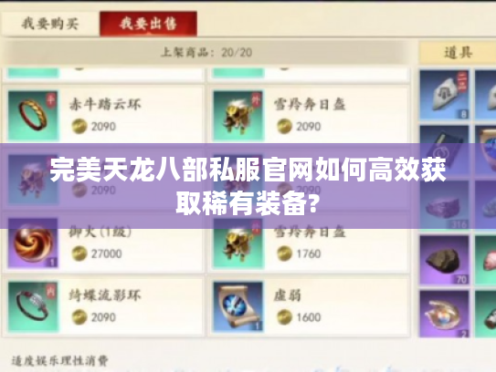 完美天龙八部私服官网如何高效获取稀有装备?